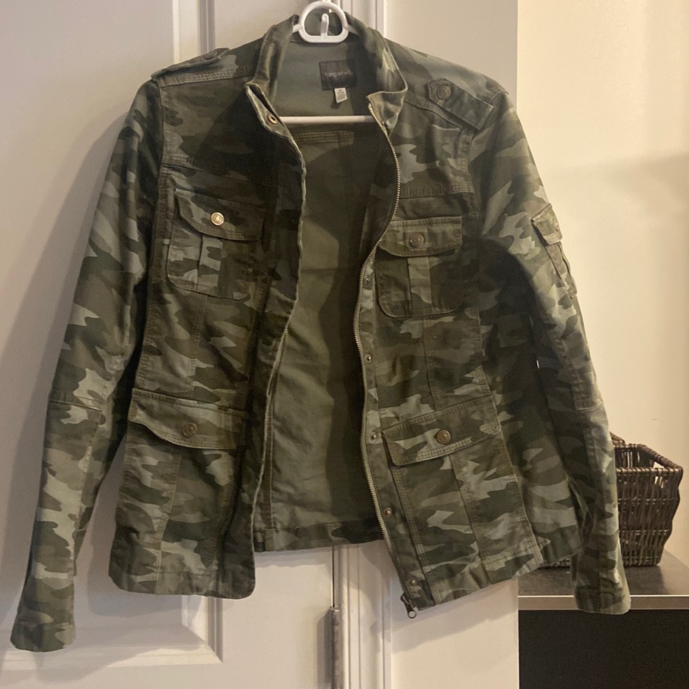 Harper and liv small camouflage jacket. Like new!!  Jean material.